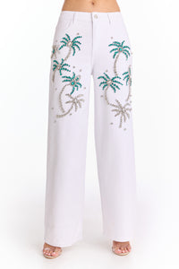 Crystal Palm High Rise Jean - White