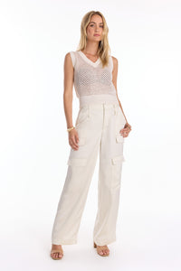 Milan Satin Cargo Pant - Pearl