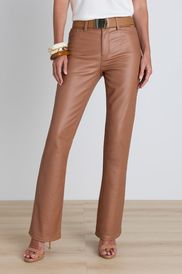 Aria Coated Flare Jean - Mocha