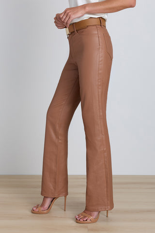 Aria Coated Flare Jean - Mocha