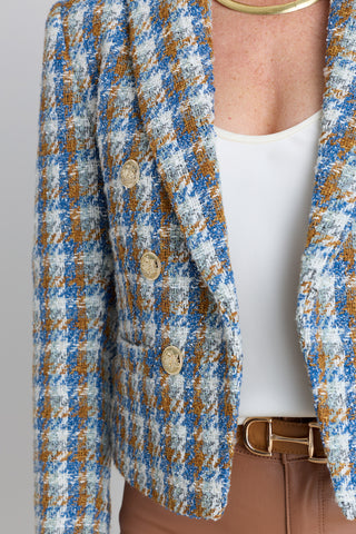 Gabrielle Double Breasted Tweed Blazer - Coastal Multi
