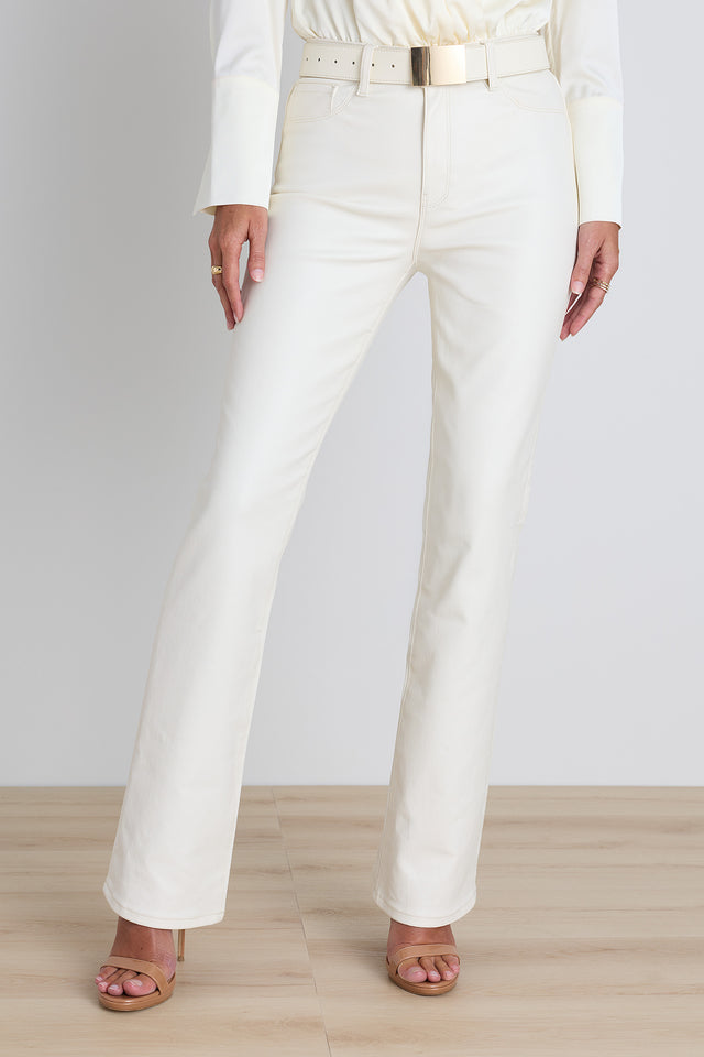 Aria Coated Flare Jean - Vanilla