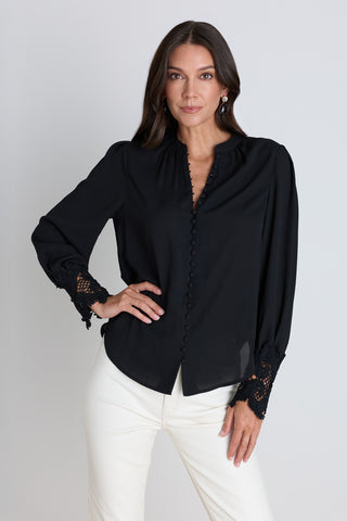 Blake Lace Sleeve Blouse - Black
