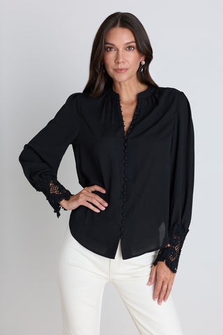 Blake Lace Sleeve Blouse - Black