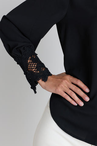 Blake Lace Sleeve Blouse - Black