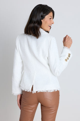 Giselle Single Breasted Tweed Blazer - White