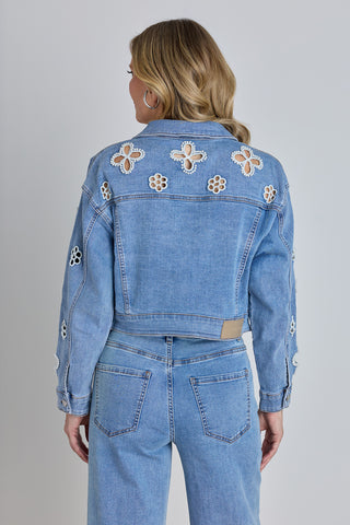 Kaia Pearl Jean Jacket - Medium Blue