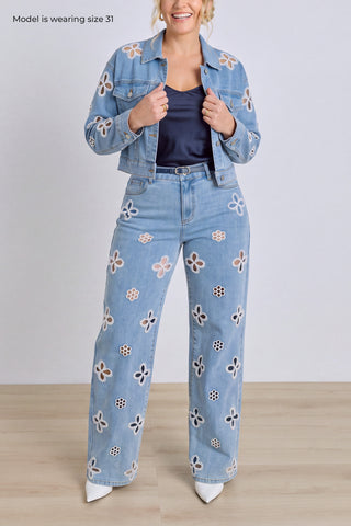 Kaia Pearl High Rise Jean - Medium Blue