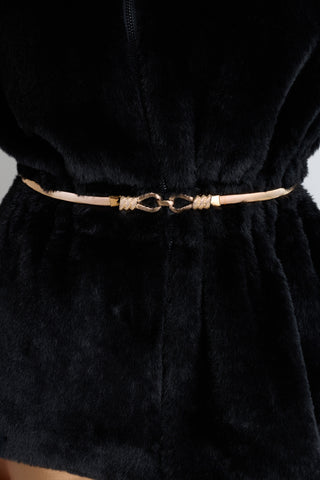 Antonia Belted Fur Jacket - Black, additional styled view on model