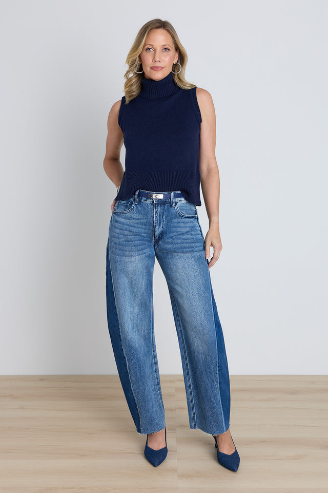 Selena Barrel Jean - Medium Blue