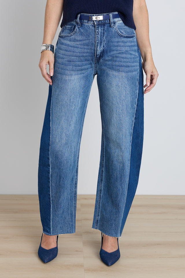 Selena Barrel Jean - Medium Blue