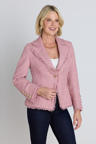 Giselle Single Breasted Tweed Blazer - Blush