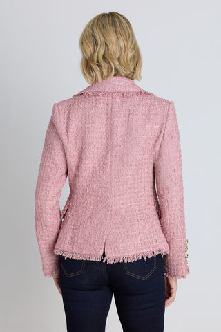 Giselle Single Breasted Tweed Blazer - Blush