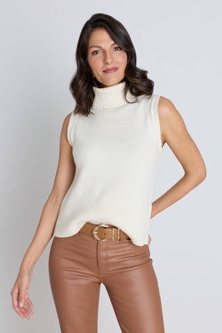 Ramona Cashmere Sleeveless Sweater - Pearl