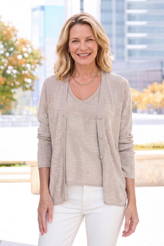 Carrie Crystal Cardigan - Beige