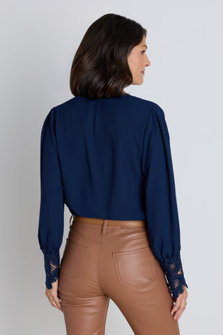 Blake Lace Sleeve Blouse - Navy