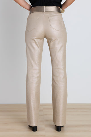 Aria Coated Flare Jean - Champagne