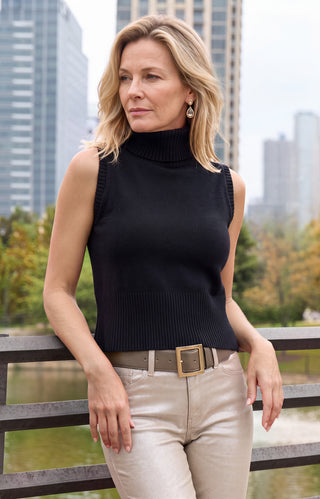 Ramona Cashmere Sleeveless Sweater - Black