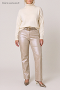 Aria Coated Flare Jean - Champagne