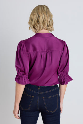 Cindy Ruffle Sleeve Blouse - Mulberry