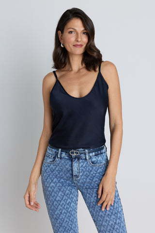 Yara Silk Camisole in Oxford Navy on model