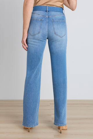 Back view of the Marilyn Straight Leg Jean - Medium Blue showing the high-rise fit