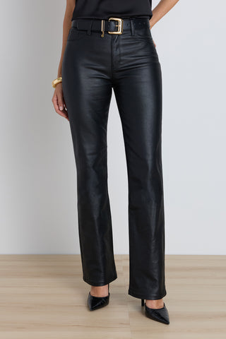 Aria Coated Flare Jean - Black