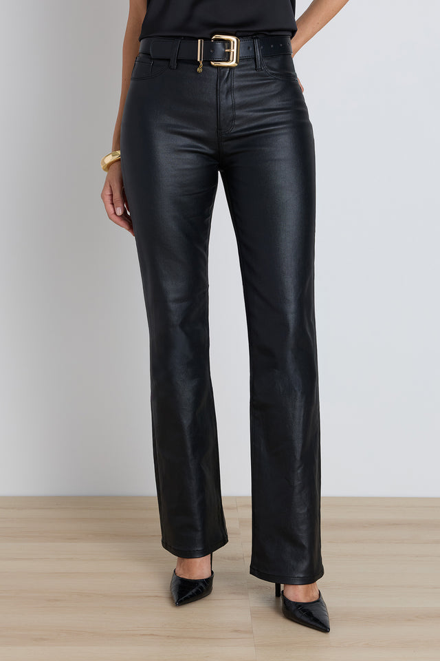 Aria Coated Flare Jean - Black