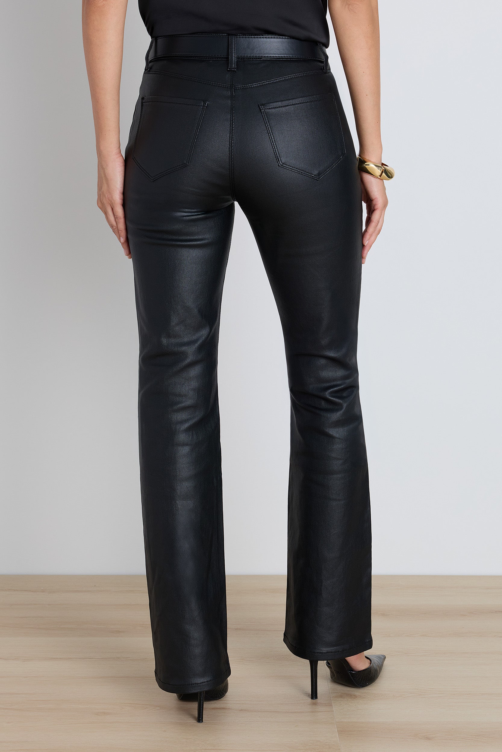 Aria Coated Flare Jean - Black | Coated Denim | Noli – The Noli Shop