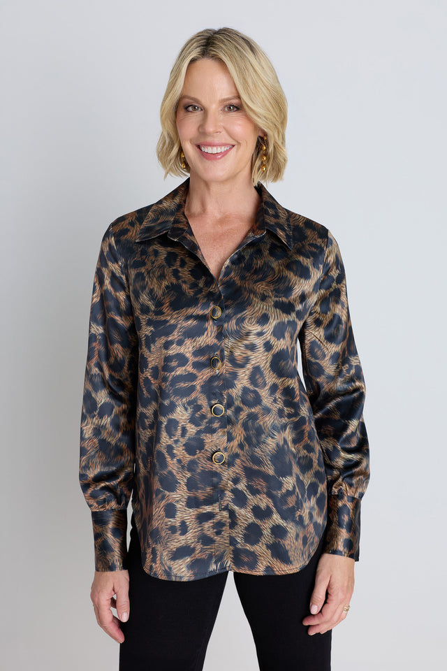 Brooke Silk Blouse - Leopard