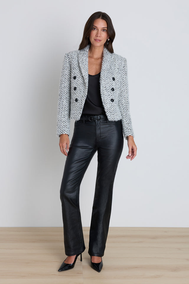 Gabrielle Double Breasted Tweed Blazer - Grey Multi