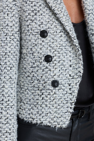 Gabrielle Double Breasted Tweed Blazer - Grey Multi
