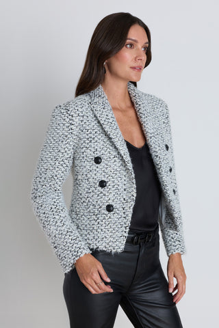 Gabrielle Double Breasted Tweed Blazer - Grey Multi