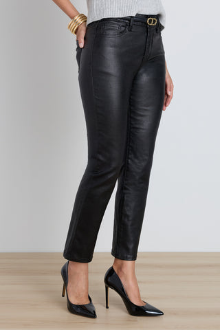 Elaine Coated Skinny Jean in Black on model, alternate view