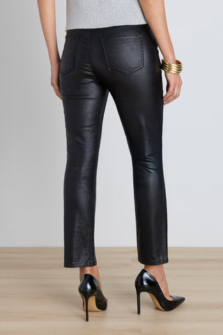Elaine Coated Skinny Jean in Black on model, detail view