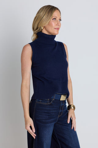Ramona Cashmere Sleeveless Sweater - Navy