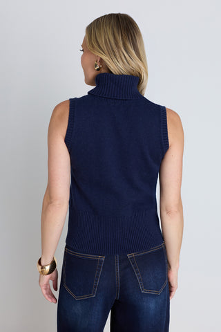 Ramona Cashmere Sleeveless Sweater - Navy