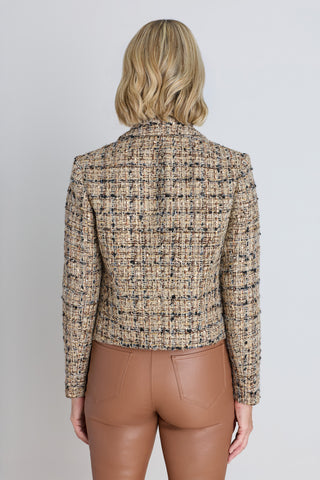 Gabrielle Double Breasted Tweed Blazer - Latte Multi