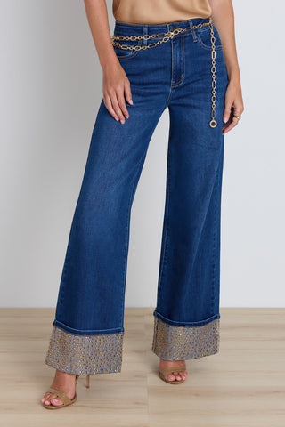 Claire Palazzo Cuff Jean - Champagne Crystal