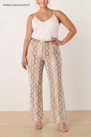 Aria Coated Flare Jean - Gold Python