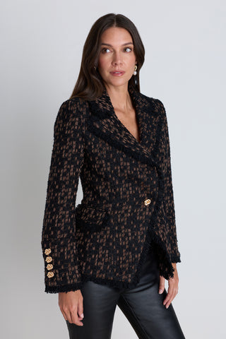Giselle Single Breasted Tweed Blazer - Java Multi