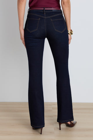 Back view of the Aria Flare Jean - Indigo showing the high-rise flare fit