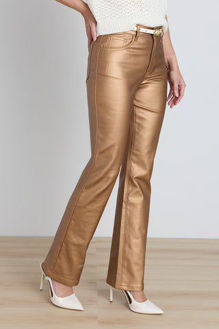 Aria Coated Flare Jean - Gold Metallic