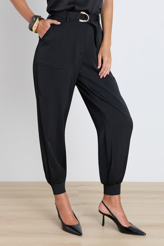 Adrienne Satin Cargo Pant - Black