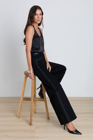 Celeste Slim Palazzo Jean - Black Chain