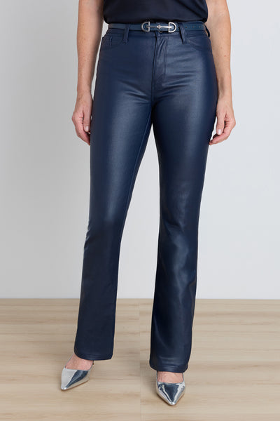 パンツ Myuglyfantasy coating flare denim Aria Coated Flare Jean in Navy | The Noli Shop