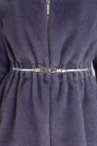 Antonia Belted Fur Jacket - Lavender, additional styled view on model