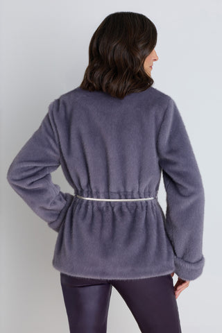 Antonia Belted Fur Jacket - Lavender, additional styled view on model