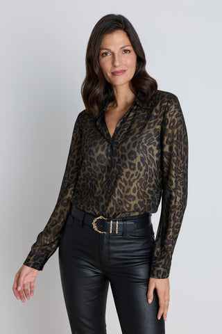 Ana Chiffon Blouse - Leopard Foil