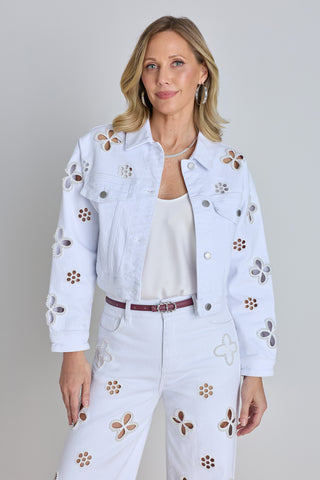Kaia Pearl Jean Jacket - White